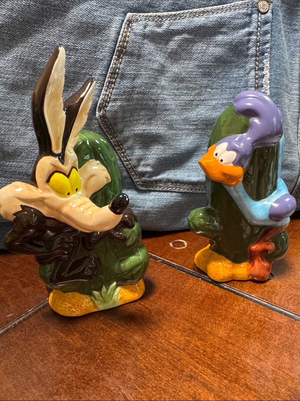 Ceramic Coyote/Road Runner Salt & Pepper Shakers 1993 New - Never Used